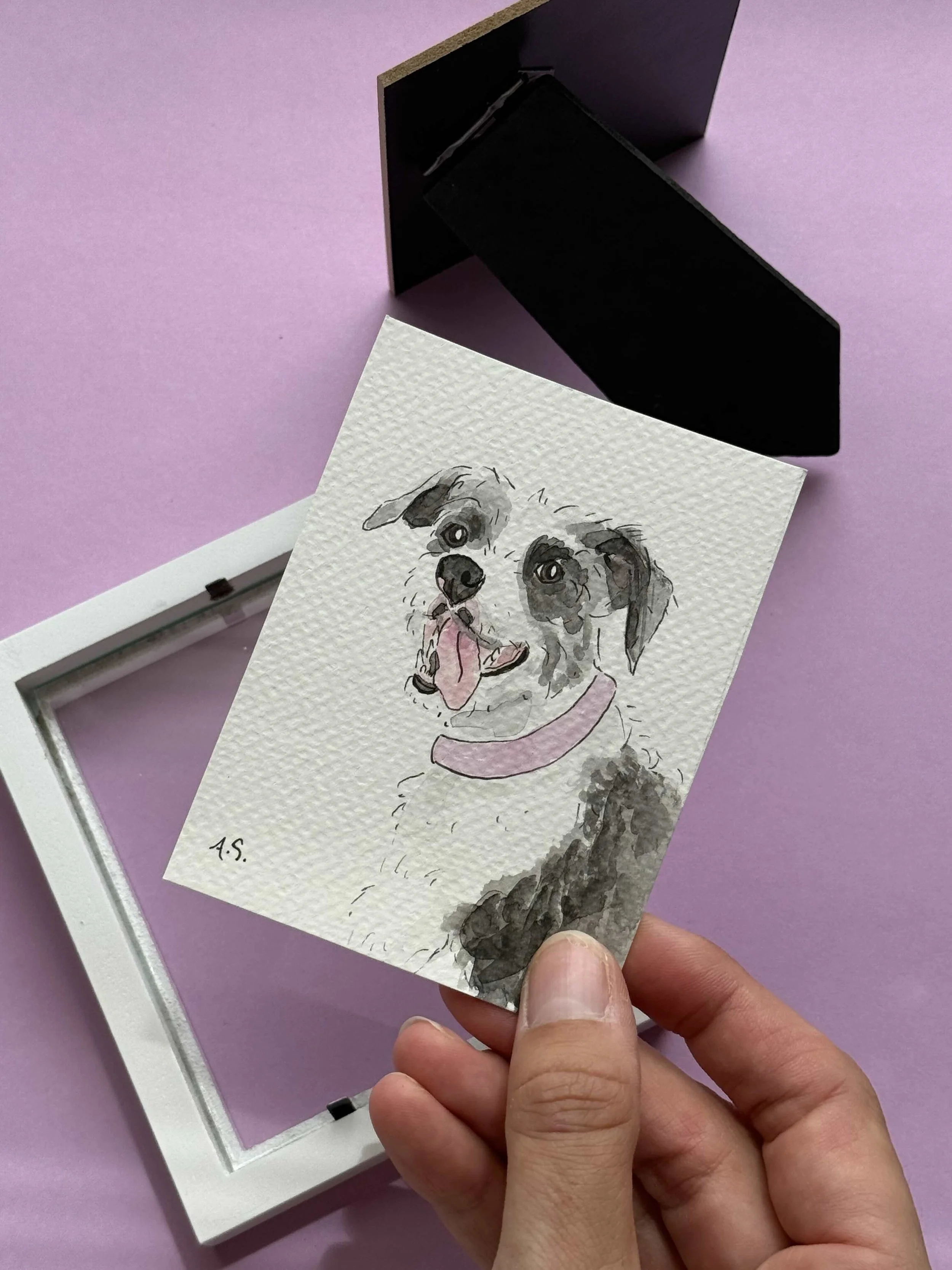 Custom pet portrait from photo by Alexandra Schmeling, watercolor